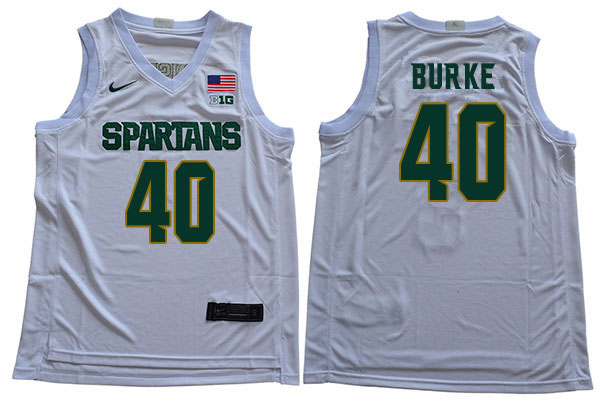 Men Michigan State Spartans #40 Braden Burke NCAA Nike Authentic White College Stitched Basketball Jersey HG41Q75WP